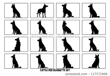 australian cattle dog silhouette dog breed, Australian Cattle Dog in black with silhouette 117572906