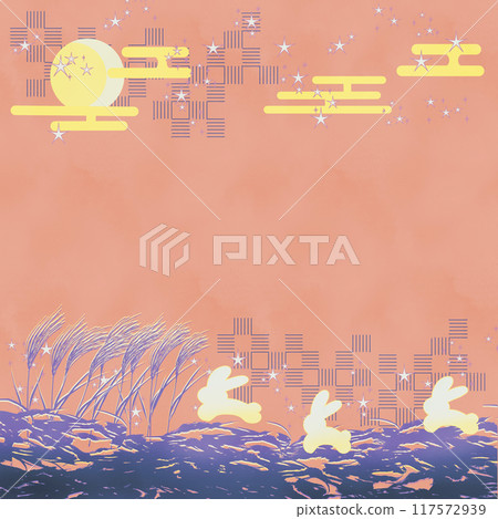 Full moon and rabbit orange (square) Full moon and rabbit orange (square) 117572939