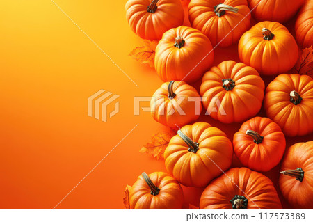 Jack o lantern halloween pumpkin on orange isolated background for mockup Jack o lantern halloween pumpkin on orange isolated background for mockup 117573389