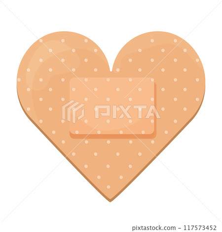 Band aid medical plaster strip. Breathable bandaids set. Firs aid tape, heart shape . Bandaid isolated on white background 117573452