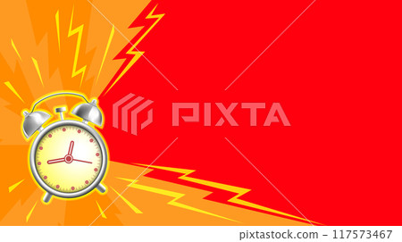 Ringing alarm clock on a background of empty banner Ringing alarm clock on a background of empty banner 117573467