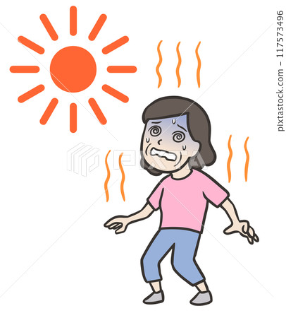 一名中年婦女中暑，感到頭暈目眩。 117573496