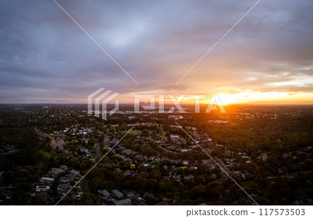Sunset view over Macleod in Melbourne Sunset view over Macleod in Melbourne 117573503