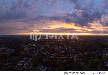 Sunset view over Macleod in Melbourne Sunset view over Macleod in Melbourne 117573504
