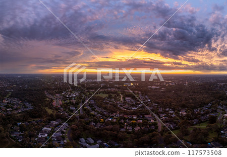 Sunset view over Macleod in Melbourne 117573508