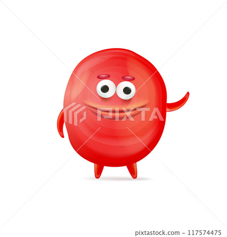 Vector cartoon funny red christmas monster isolated on white background. Smiling silly red monster print sticker design template. halloween character Vector cartoon funny red christmas monster isolated on white background. Smiling silly red monster print sticker design template. halloween character 117574475