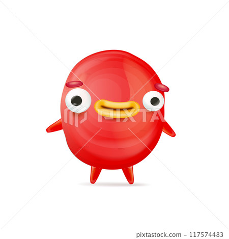 Vector cartoon funny red christmas monster isolated on white background. Smiling silly red monster print sticker design template. halloween character Vector cartoon funny red christmas monster isolated on white background. Smiling silly red monster print sticker design template. halloween character 117574483