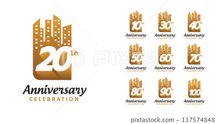 set of anniversary building number design set of anniversary building number design 117574848