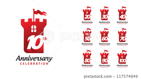 set of anniversary castle number design set of anniversary castle number design 117574849