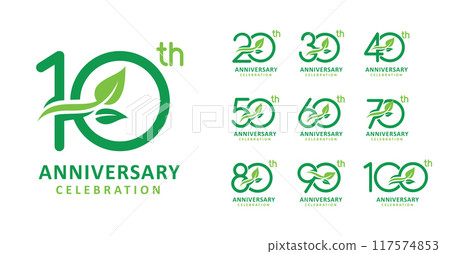 set of anniversary leaf number design 117574853