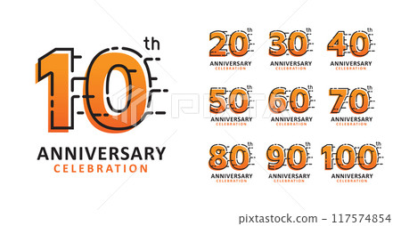 set of anniversary line art number design set of anniversary line art number design 117574854