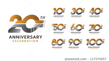 set of anniversary modern number design 117574857