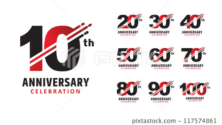 set of anniversary number with slashes design 117574861