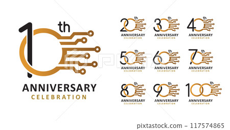 set of anniversary technology number design 117574865
