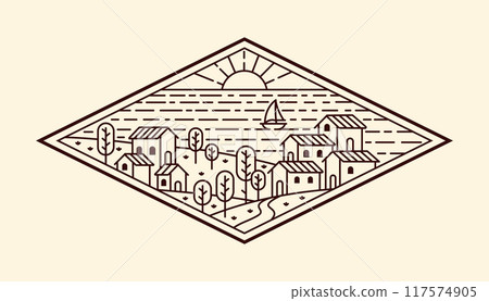 nature landscape line art vector template nature landscape line art vector template 117574905