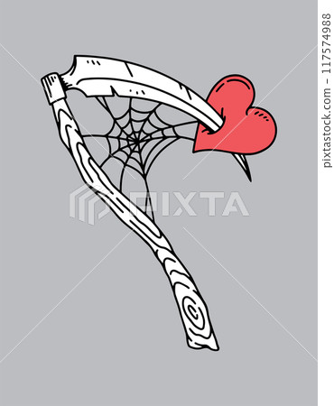 fantasy illustration of lost of love, drawing, ink, line art 117574988