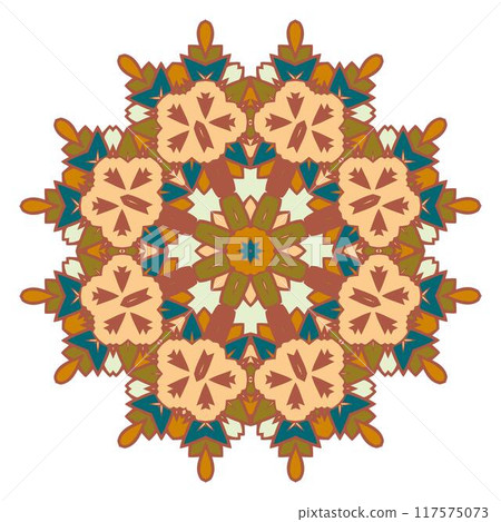 Flower Mandalas. Vintage decorative elements. Oriental pattern, vector illustration. Islam, Arabic, Indian, turkish pakistan chinese ottoman motifs 117575073
