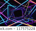Abstract background with neon lines of different shapes in a chaotic order. AI-generated item 117575228