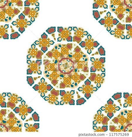 Vintage Tribal Ethnic Festive Abstract Floral Vector Pattern. Geometric flower mandala carpet ornamental Vintage Tribal Ethnic Festive Abstract Floral Vector Pattern. Geometric flower mandala carpet ornamental 117575269
