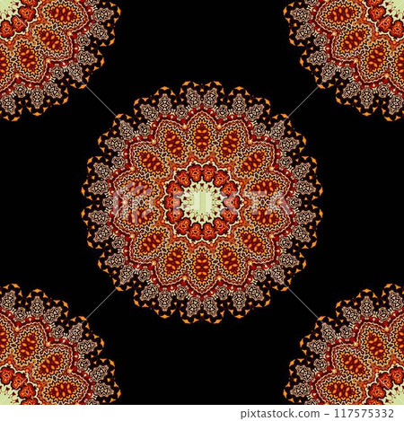 Vintage Tribal Ethnic Festive Abstract Floral Vector Pattern. Geometric flower mandala carpet ornamental Vintage Tribal Ethnic Festive Abstract Floral Vector Pattern. Geometric flower mandala carpet ornamental 117575332