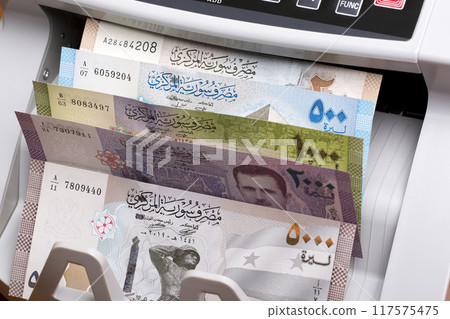Syrian Pound in the counting machine Syrian Pound in the counting machine 117575475