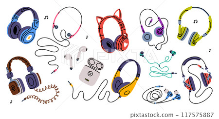 Headphones as Device for Music Listening Vector Set 117575887