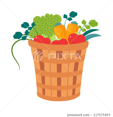 Harvest in Basket with Ripe Agricultural Crop Vector Illustration Harvest in Basket with Ripe Agricultural Crop Vector Illustration 117575947