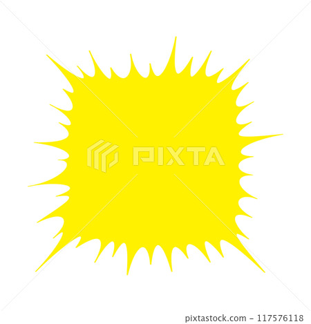 A yellow, jagged, rectangular speech bubble - a comic-style frame material that expresses surprise, explosion, etc. 117576118