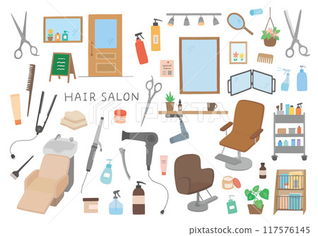 美容院相關手繪插畫集（彩色/無主線） 117576145