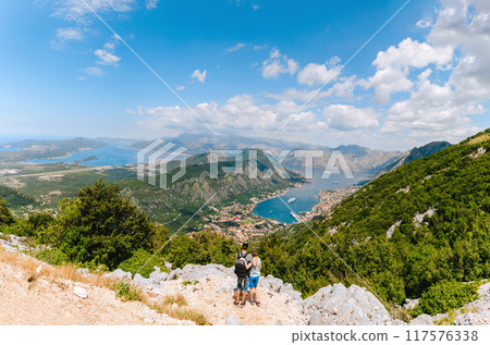 People Looking at Kotor Bay from Kotor Serpentine 117576338