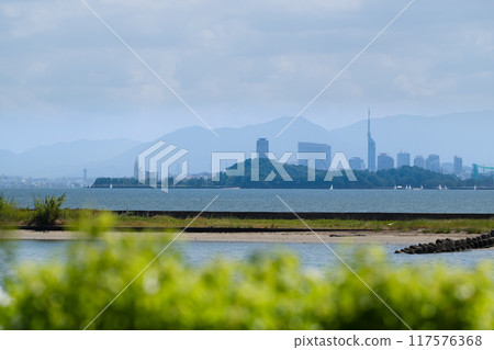 View of Momochihama across Imazu Bay 117576368
