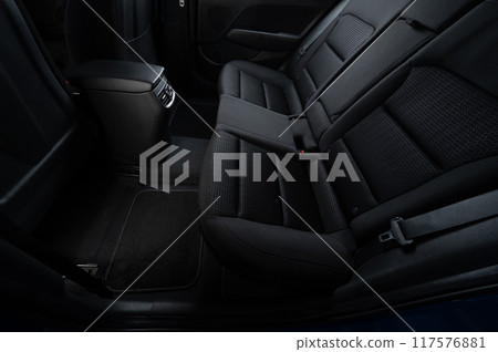 Clean car interior with soft dark mats 117576881