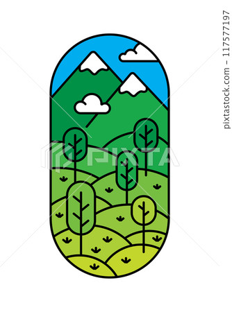 beautiful mountain views line art illustration 117577197