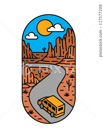 beautiful desert views line art illustration 117577208