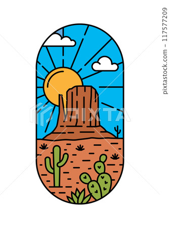 beautiful desert views line art illustration 117577209
