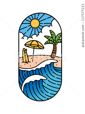 beautiful beach views line art illustration 117577223