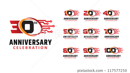 Set of anniversary design modern circle technology number Set of anniversary design modern circle technology number 117577250