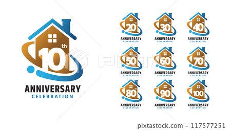 Set of anniversary design modern house number 117577251