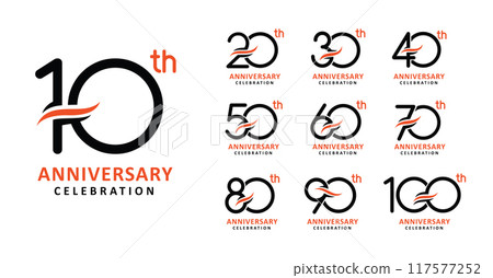 Set of anniversary design modern line number 117577252