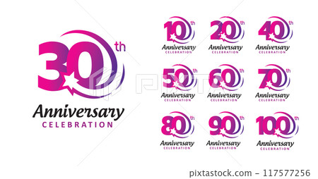 Set of anniversary design modern star number 117577256