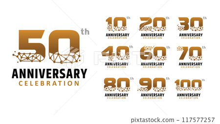Set of anniversary design modern tech number 117577257