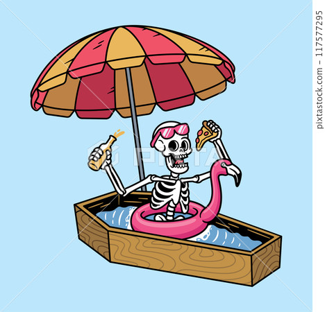 The skull is floating in the coffin 117577295