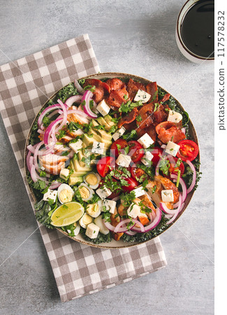 Cobb salad, keto food, top view, no people, close-up, Cobb salad, keto food, top view, no people, close-up, 117578232