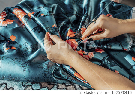 Interior Decor - Promoting fabric designs for use in home furnishings, curtains, or decorative element 117578416