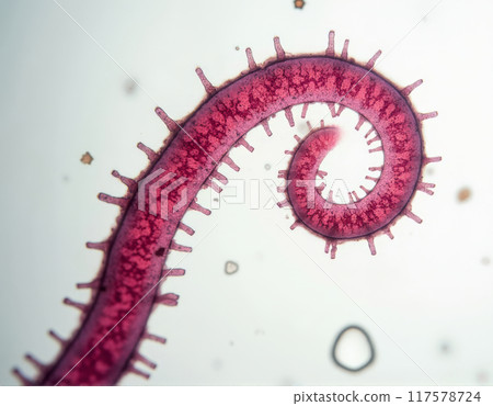 spherical spiral virus bacteria on the background 117578724