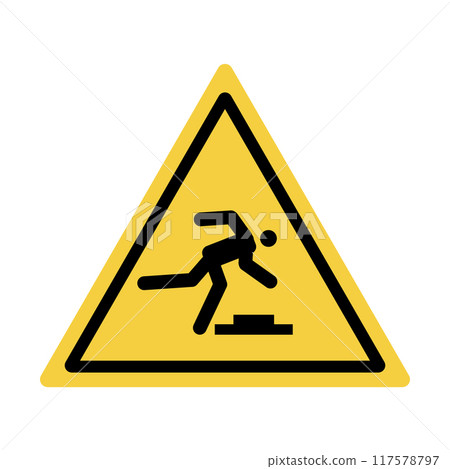 Danger warning board icon. Caution and dangerous area. Yellow sign for safety, hazard shock. Keep out caution warning and risk zone. Vector cartoon illustration 117578797