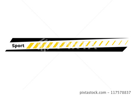 Car race stripe. Automobile identity. Vehicle marking element for transport modifying. Speed line, racing tuning strip or car sticker. Vector illustration isolated on white background Car race stripe. Automobile identity. Vehicle marking element for transport modifying. Speed line, racing tuning strip or car sticker. Vector illustration isolated on white background 117578837