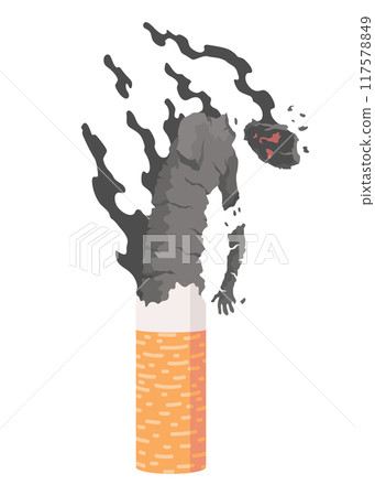 Smoking dangers icon. Awareness about smoking and poison of cigarette. Resulting premature organ damage. Smoking is harmful to human organs Smoking dangers icon. Awareness about smoking and poison of cigarette. Resulting premature organ damage. Smoking is harmful to human organs 117578849