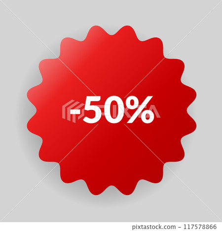 Corner or ribbons icon. Product red banner, price shopping tag. Promotion sale badge, special offer sticker. Discount and price offer concept. Vector sticker template 117578866