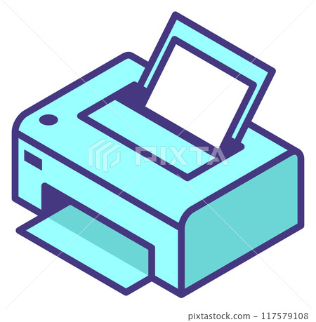 Printer isometric icon. Color office laser device Printer isometric icon. Color office laser device 117579108